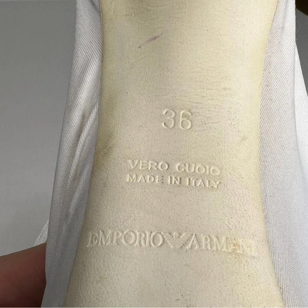Vintage Emporio Armani Patent Toe Pointed Pumps Ankle Strap and Material Upper